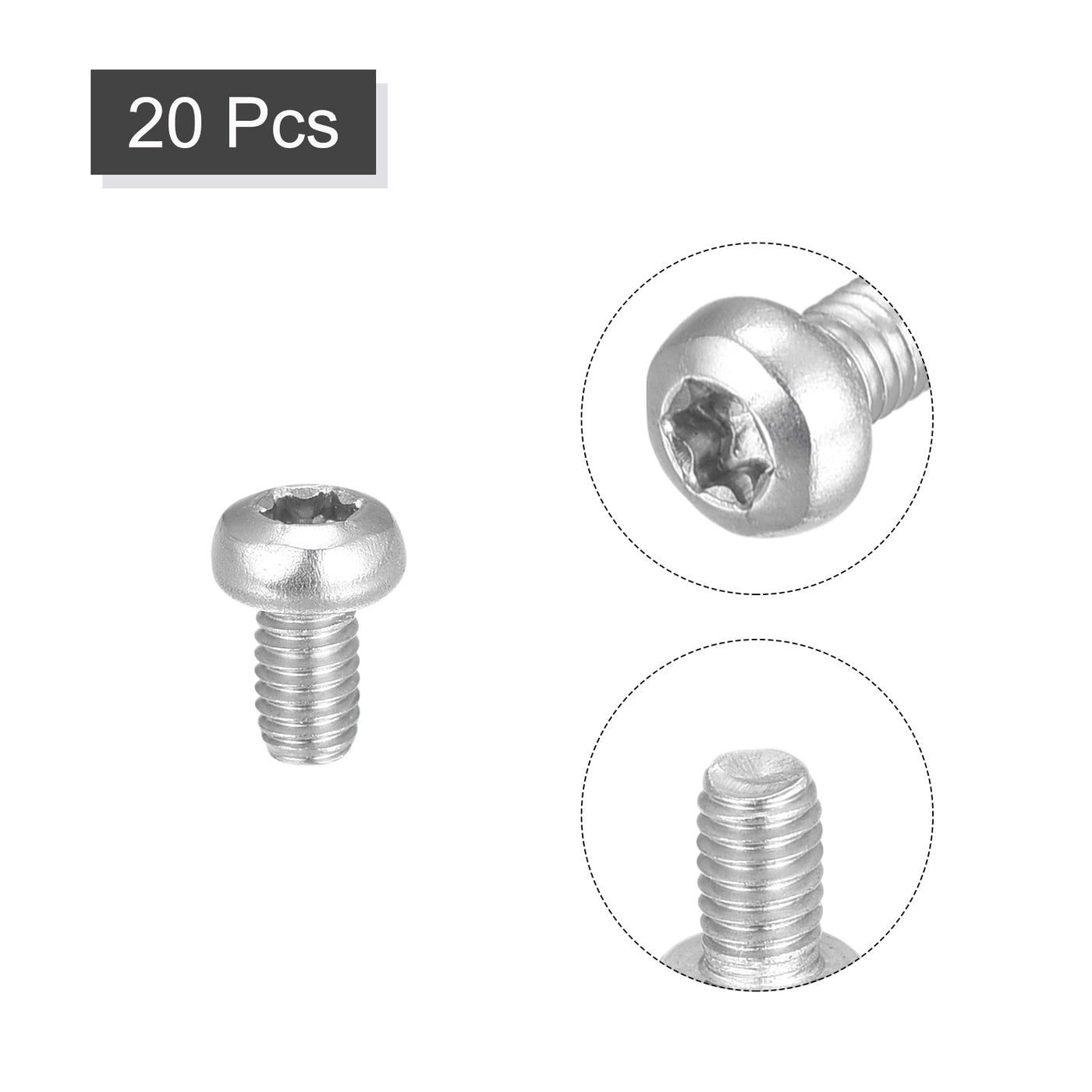 uxcell Uxcell M3x5mm Torx Security Machine Screws, 20pcs 316 Stainless Steel Pan Head Screw