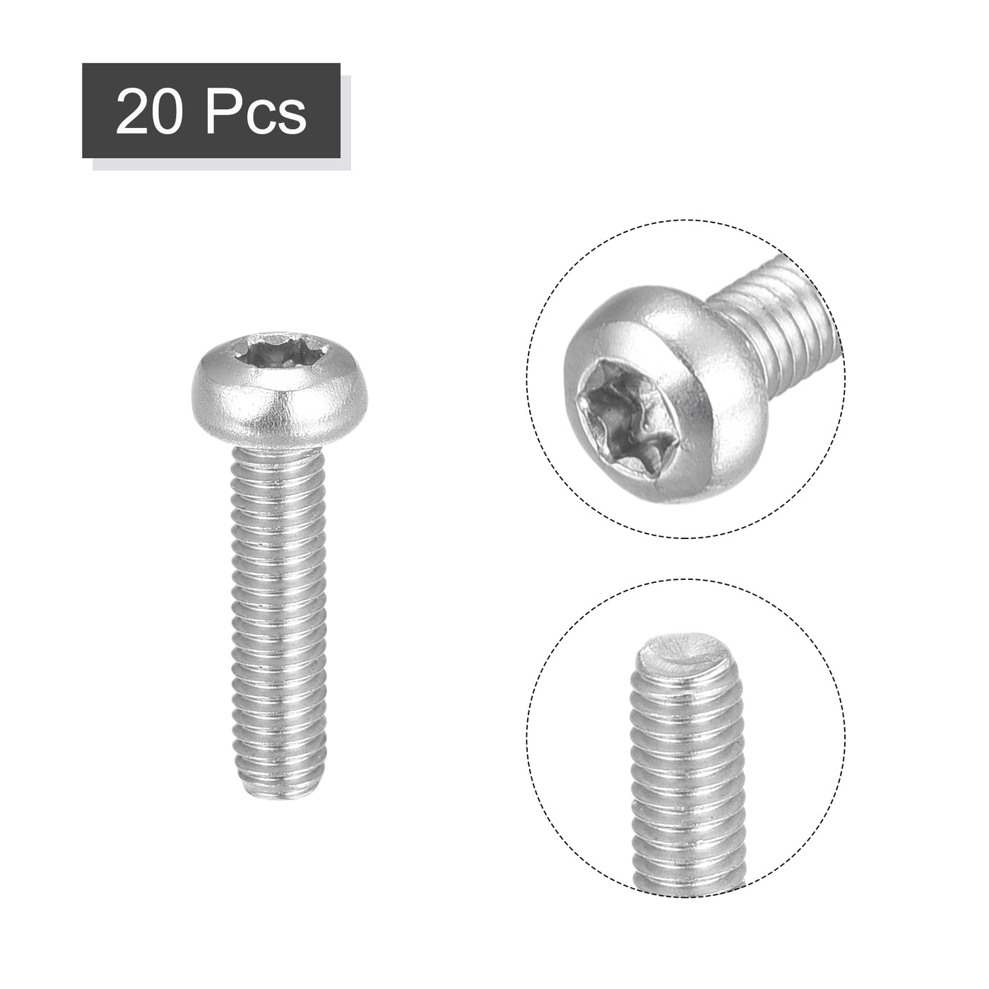 uxcell Uxcell M3x12mm Torx Security Machine Screws, 20pcs 316 Stainless Steel Pan Head Screw