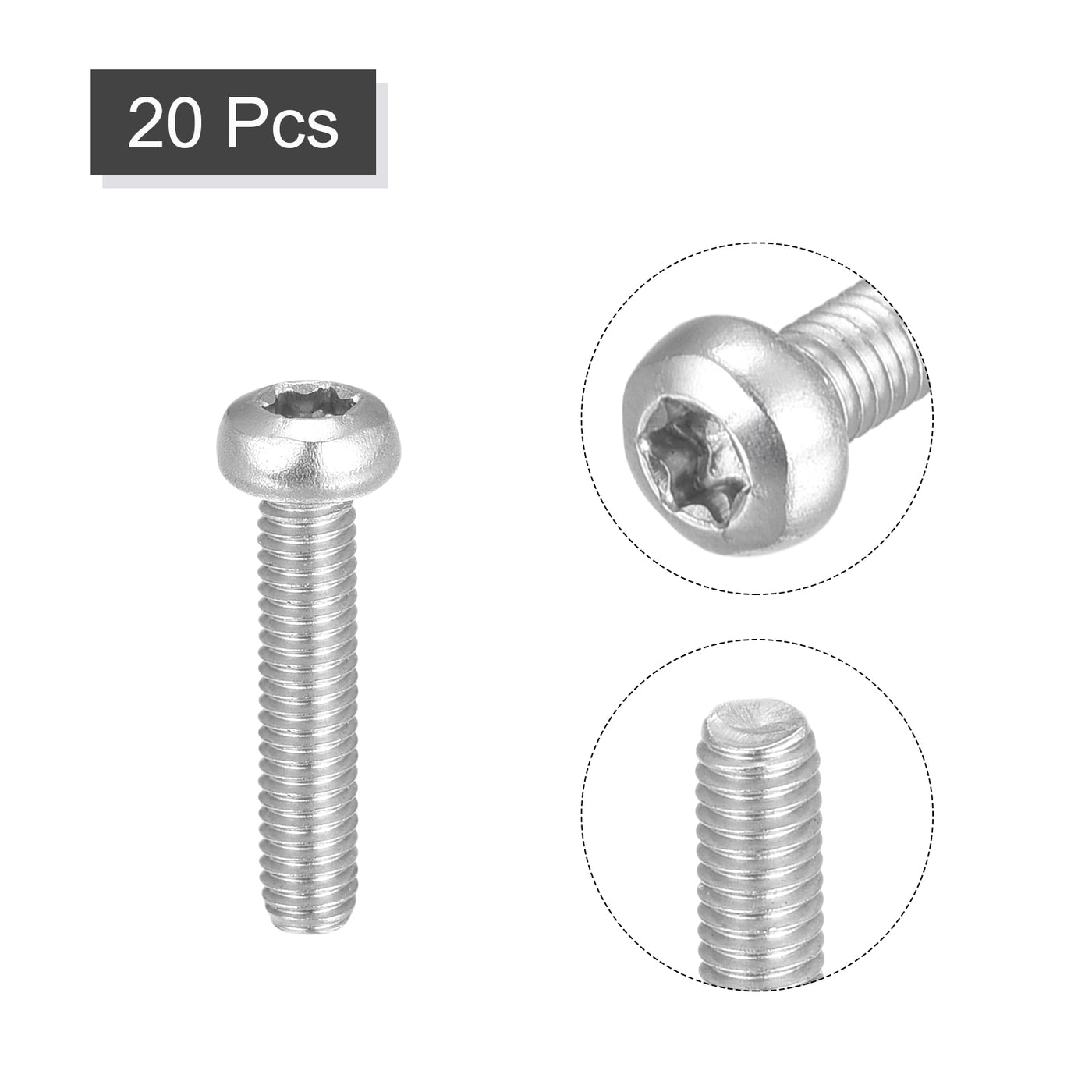 uxcell Uxcell M3x14mm Torx Security Machine Screws, 20pcs 316 Stainless Steel Pan Head Screw