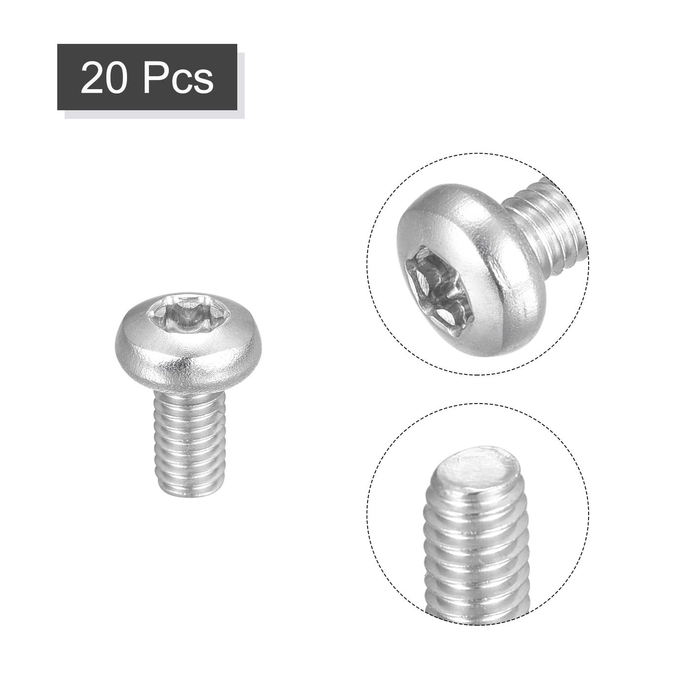 uxcell Uxcell M4x8mm Torx Security Machine Screws, 20pcs 316 Stainless Steel Pan Head Screw