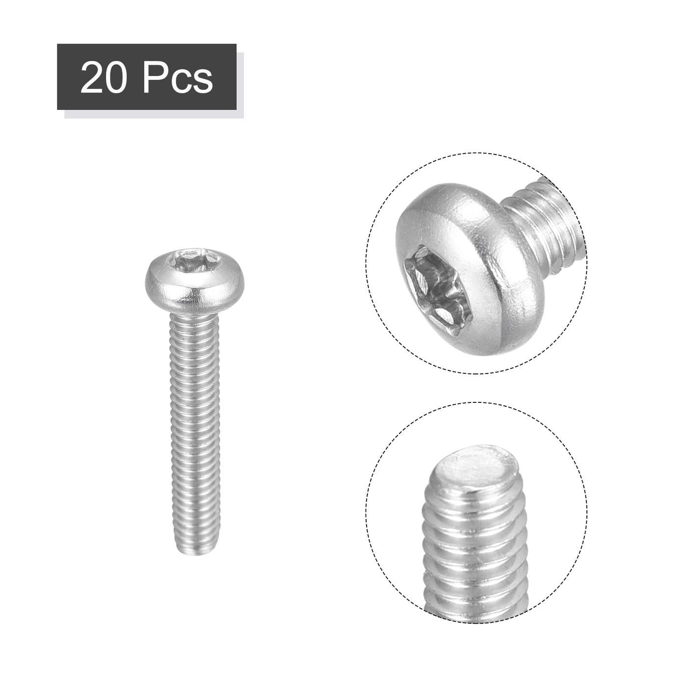 uxcell Uxcell M4x20mm Torx Security Machine Screws, 20pcs 316 Stainless Steel Pan Head Screw