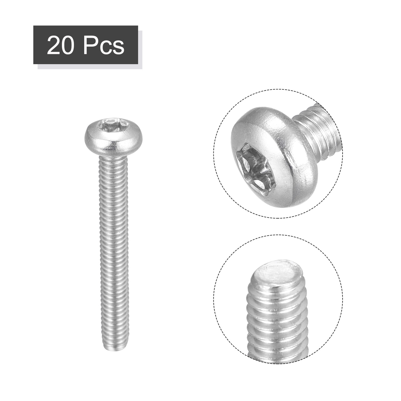 uxcell Uxcell M4x35mm Torx Security Machine Screws, 20pcs 316 Stainless Steel Pan Head Screw