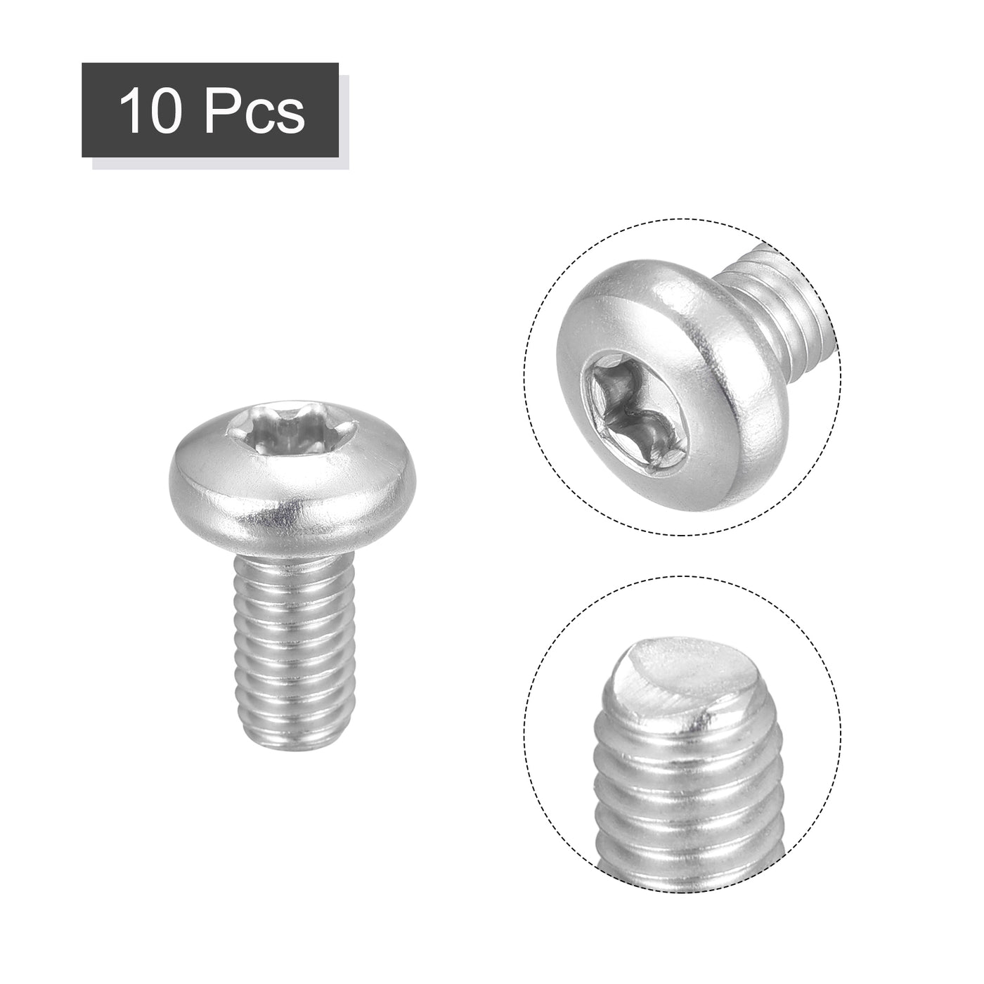 uxcell Uxcell M6x12mm Torx Security Machine Screws, 10pcs 316 Stainless Steel Pan Head Screw