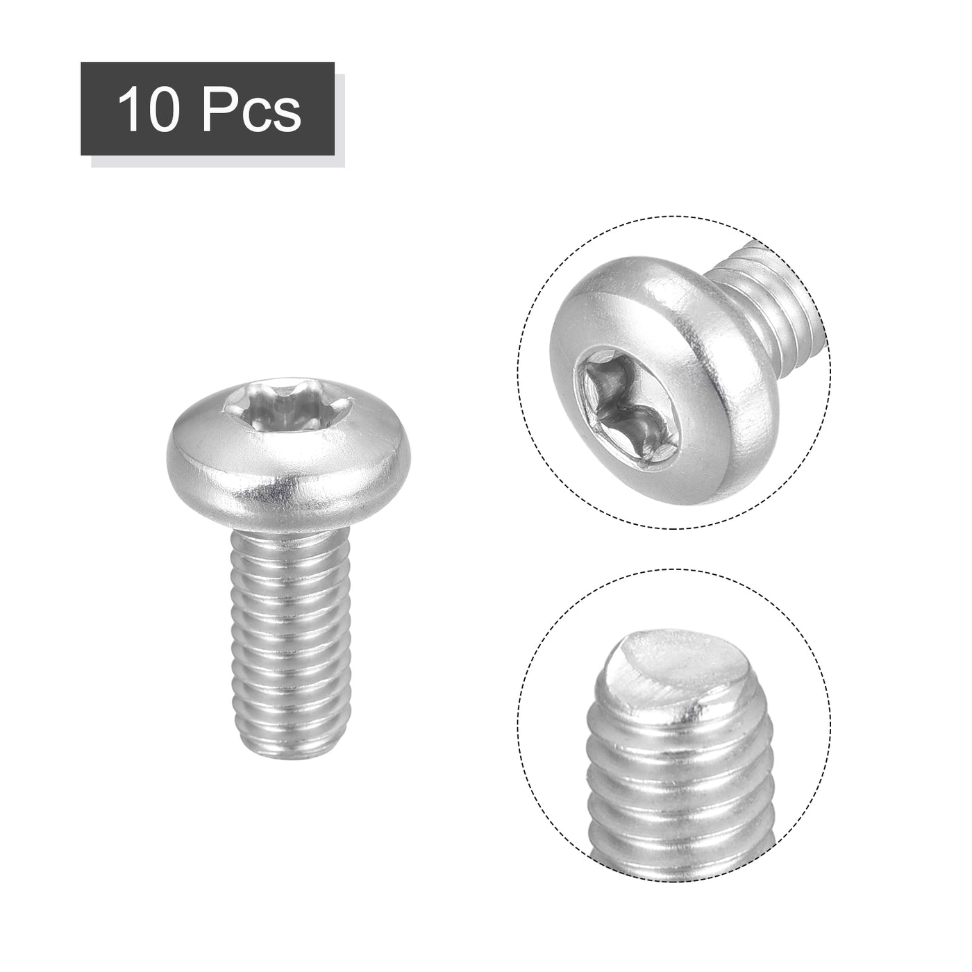 uxcell Uxcell M6x14mm Torx Security Machine Screws, 10pcs 316 Stainless Steel Pan Head Screw