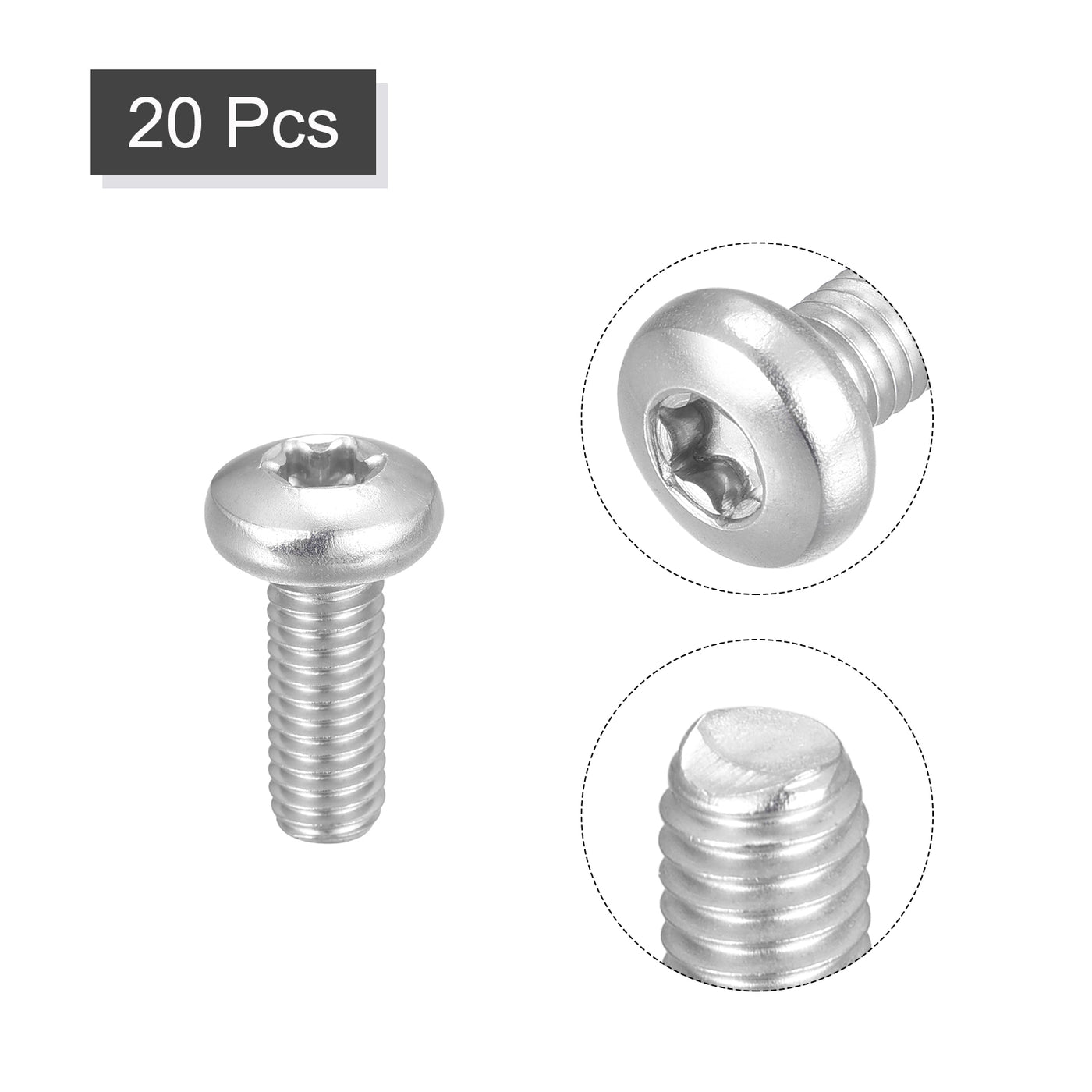 uxcell Uxcell M6x16mm Torx Security Machine Screws, 20pcs 316 Stainless Steel Pan Head Screw