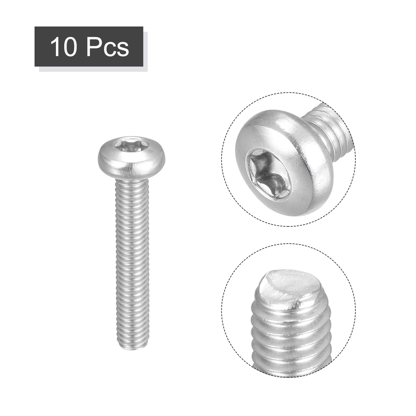 uxcell Uxcell M6x35mm Torx Security Machine Screws, 10pcs 316 Stainless Steel Pan Head Screw
