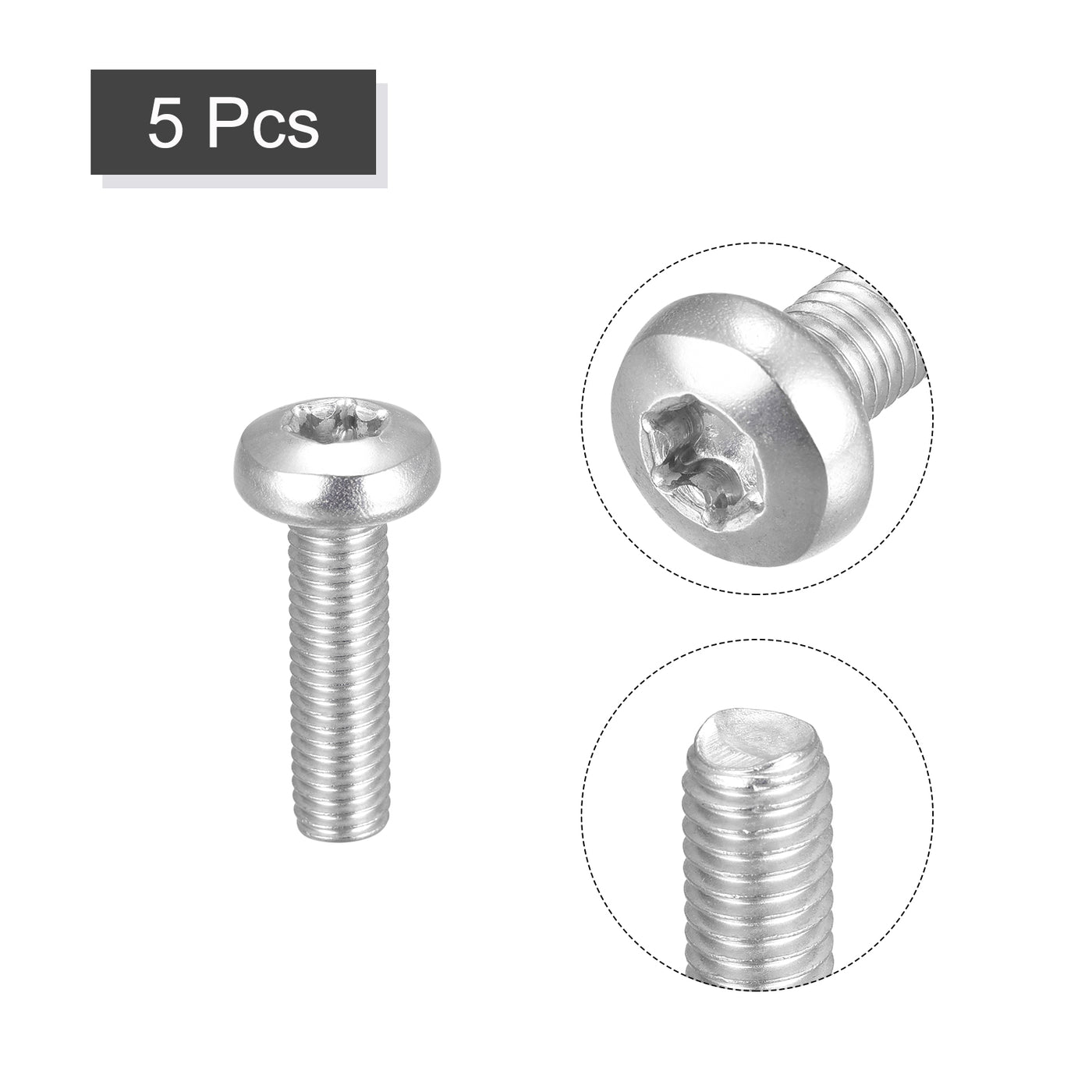 uxcell Uxcell M8x30mm Torx Security Machine Screws, 5pcs 316 Stainless Steel Pan Head Screw