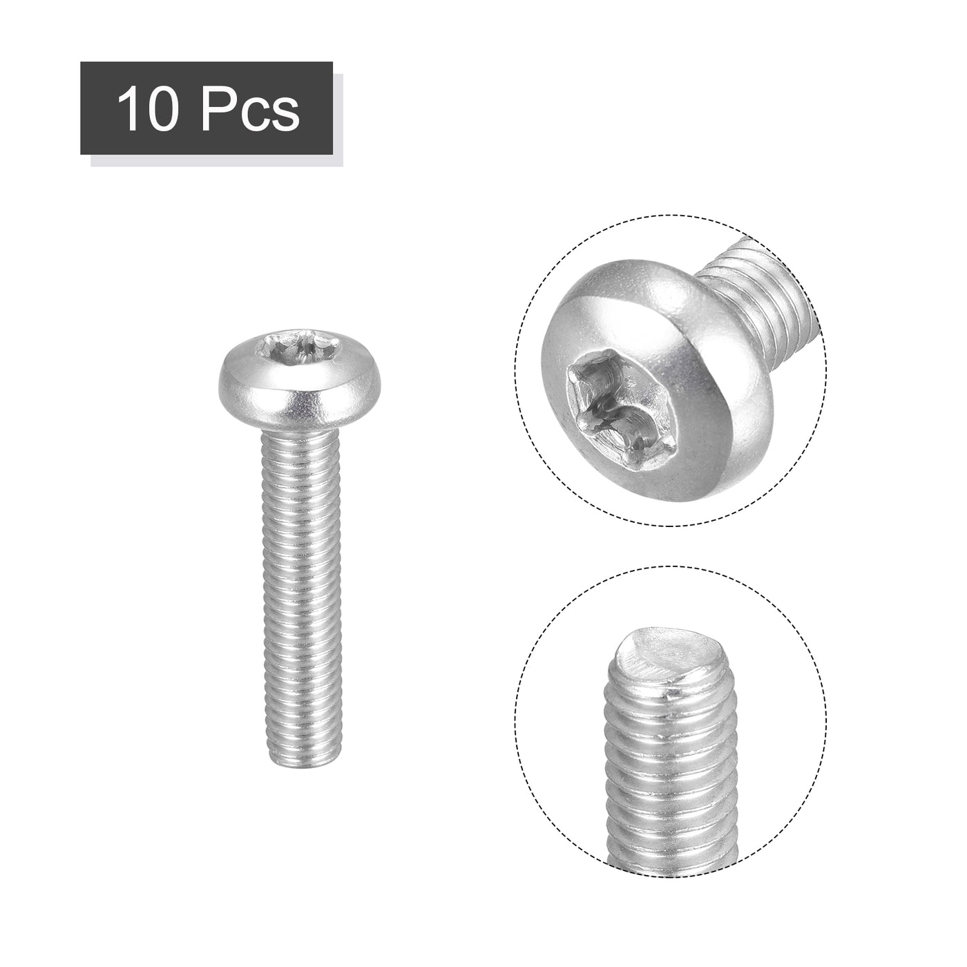 uxcell Uxcell M8x40mm Torx Security Machine Screws, 10pcs 316 Stainless Steel Pan Head Screw