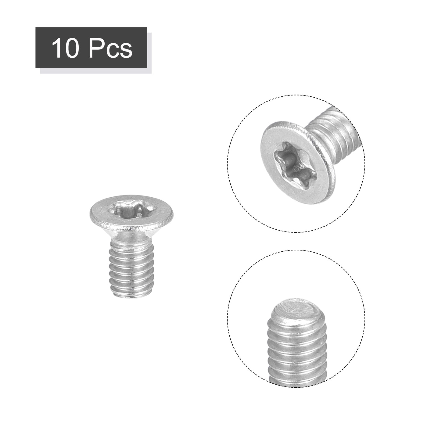 uxcell Uxcell M3x6mm Torx Security Screws, 10pcs 316 Stainless Steel Countersunk Head Screw