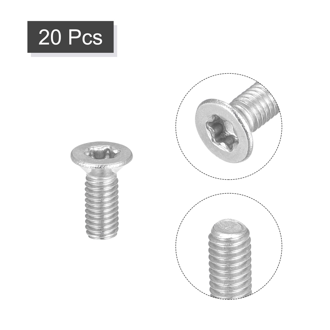 uxcell Uxcell M3x8mm Torx Security Screws, 20pcs 316 Stainless Steel Countersunk Head Screw