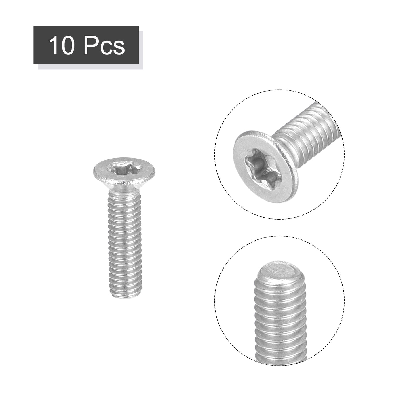 uxcell Uxcell M3x12mm Torx Security Screws, 10pcs 316 Stainless Steel Countersunk Head Screw