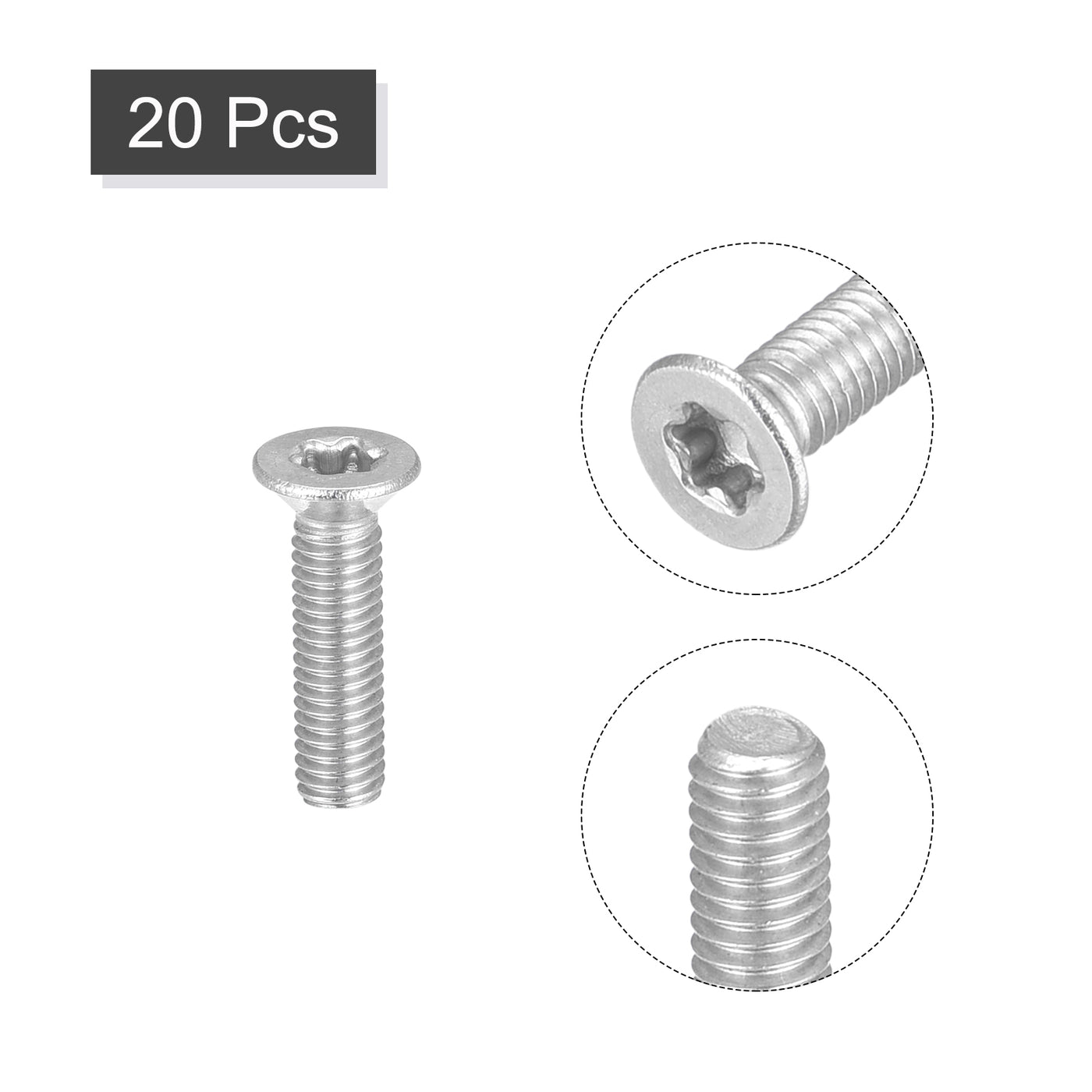uxcell Uxcell M3x12mm Torx Security Screws, 20pcs 316 Stainless Steel Countersunk Head Screw