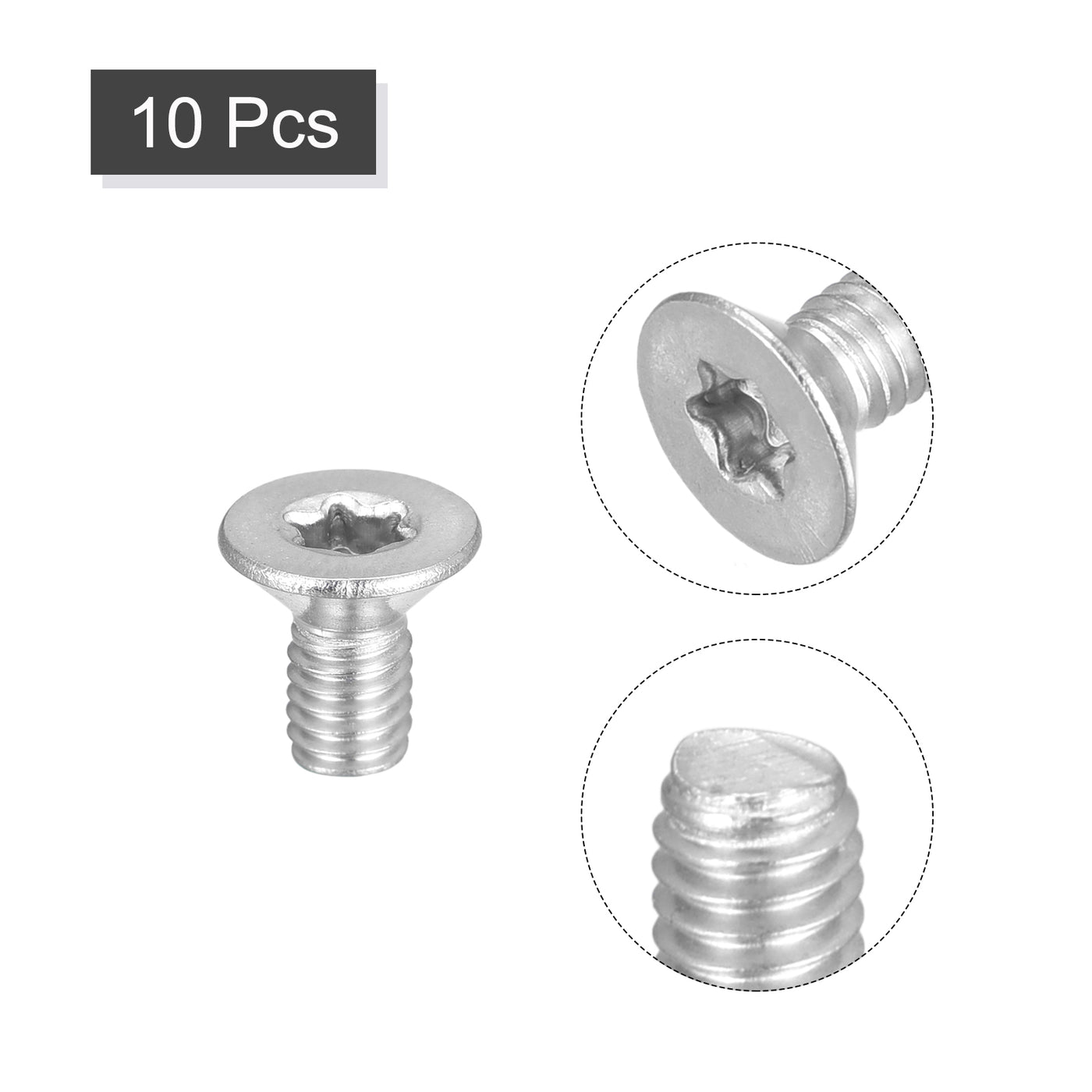 uxcell Uxcell M4x8mm Torx Security Screws, 10pcs 316 Stainless Steel Countersunk Head Screw