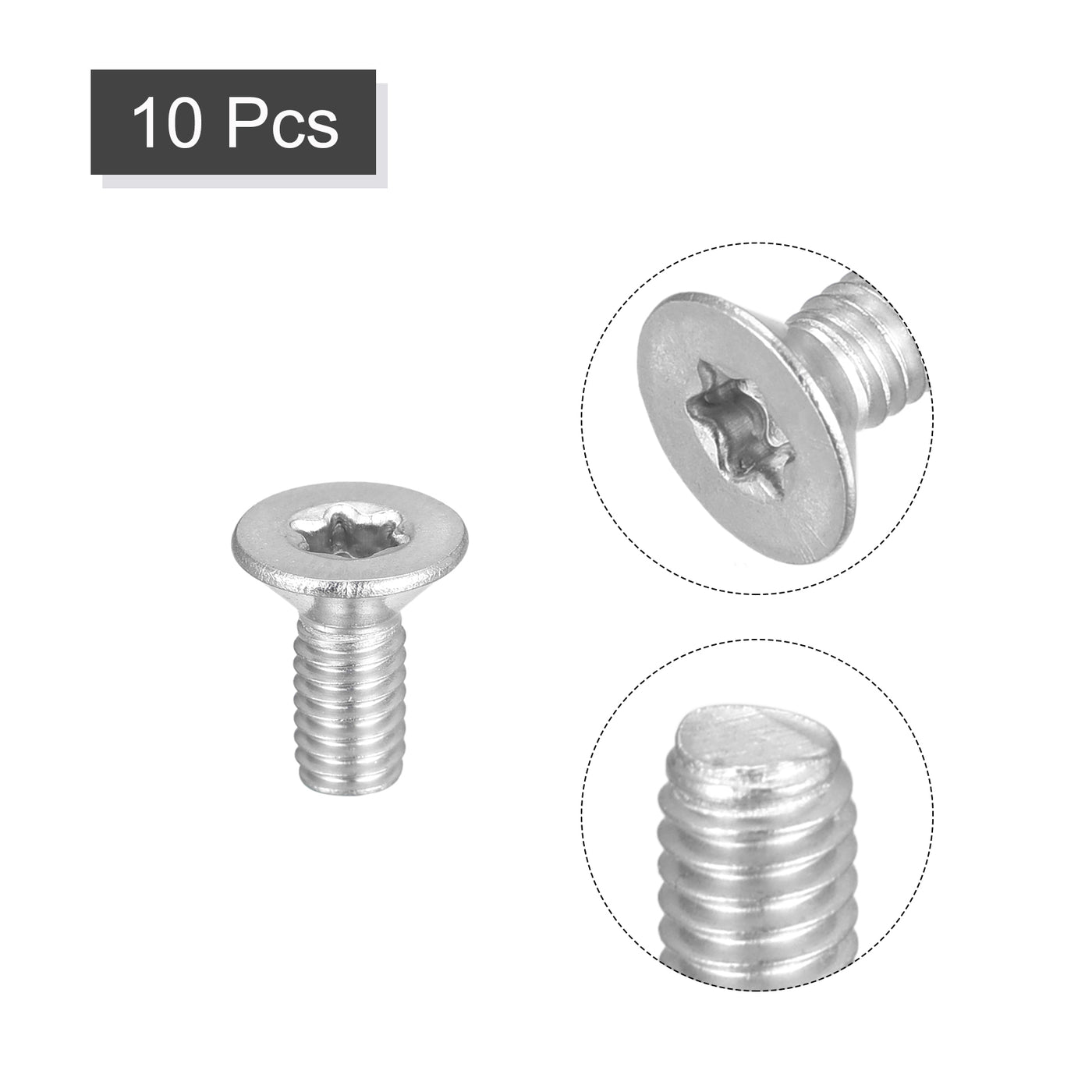 uxcell Uxcell M4x10mm Torx Security Screws, 10pcs 316 Stainless Steel Countersunk Head Screw