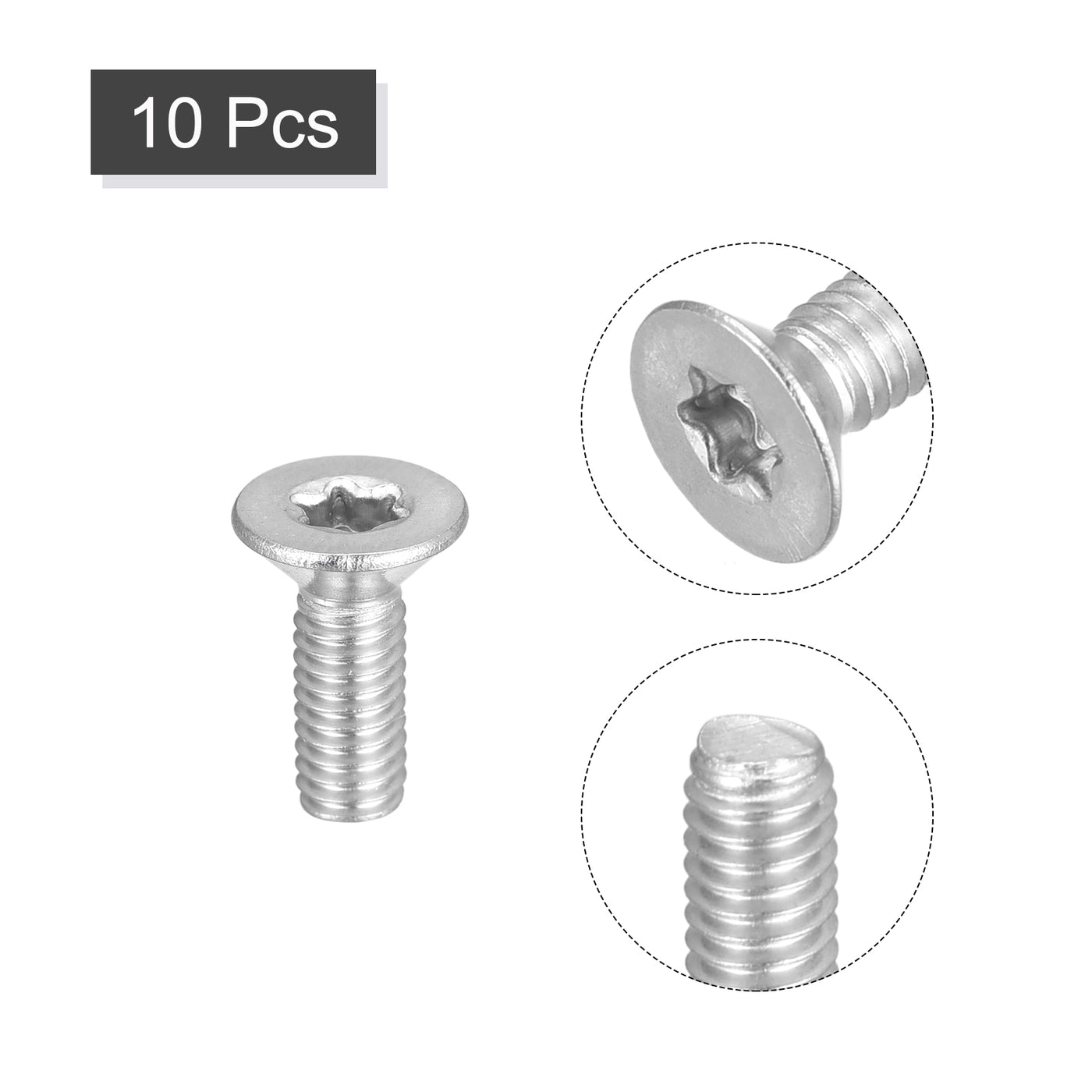uxcell Uxcell M4x12mm Torx Security Screws, 10pcs 316 Stainless Steel Countersunk Head Screw