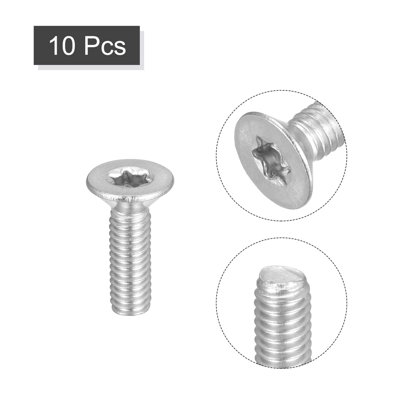 uxcell Uxcell M4x14mm Torx Security Screws, 10pcs 316 Stainless Steel Countersunk Head Screw