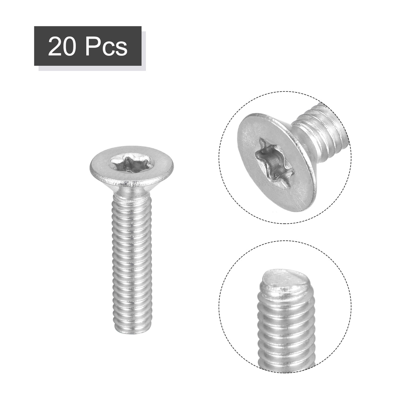 uxcell Uxcell M4x18mm Torx Security Screws, 20pcs 316 Stainless Steel Countersunk Head Screw