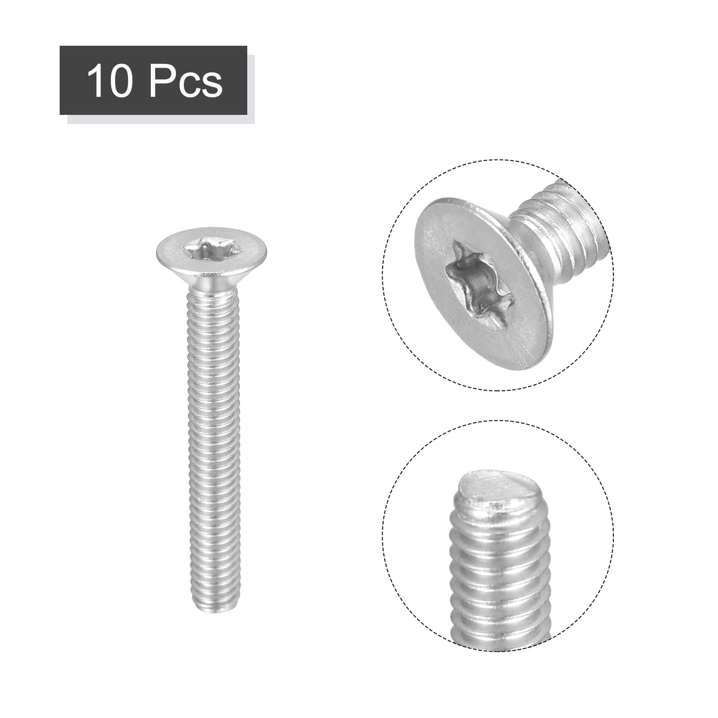 uxcell Uxcell M4x30mm Torx Security Screws, 10pcs 316 Stainless Steel Countersunk Head Screw