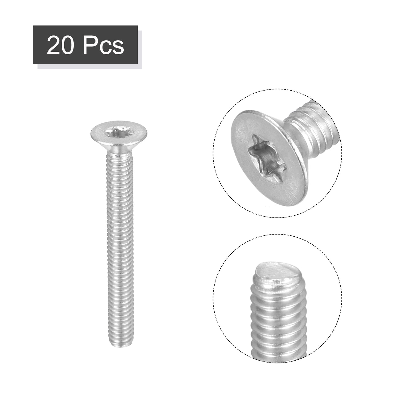 uxcell Uxcell M4x35mm Torx Security Screws, 20pcs 316 Stainless Steel Countersunk Head Screw