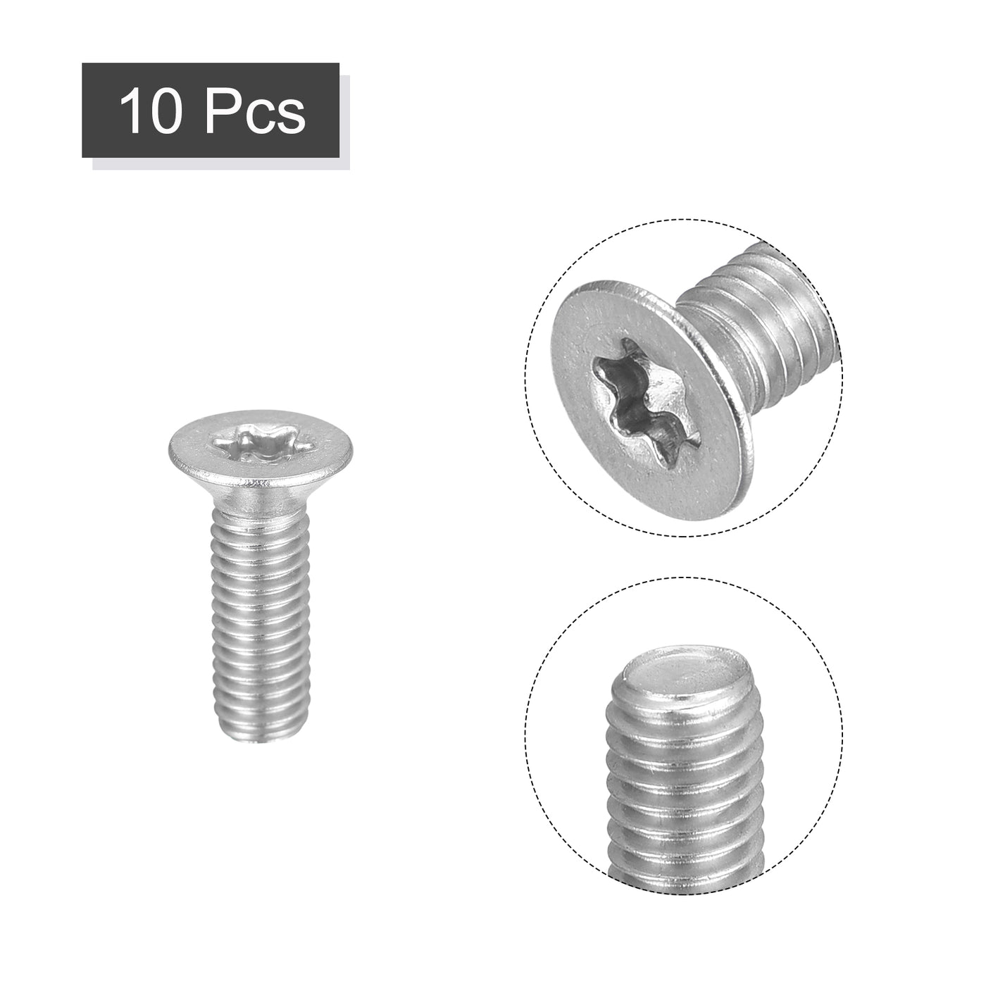 uxcell Uxcell M5x16mm Torx Security Screws, 10pcs 316 Stainless Steel Countersunk Head Screw