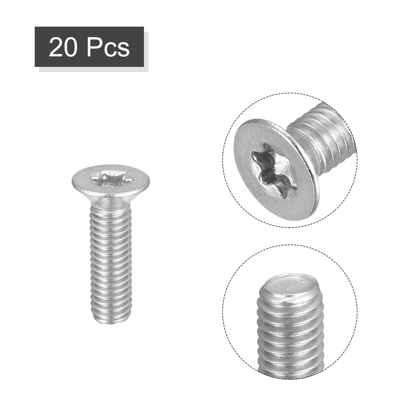 uxcell Uxcell M5x18mm Torx Security Screws, 20pcs 316 Stainless Steel Countersunk Head Screw