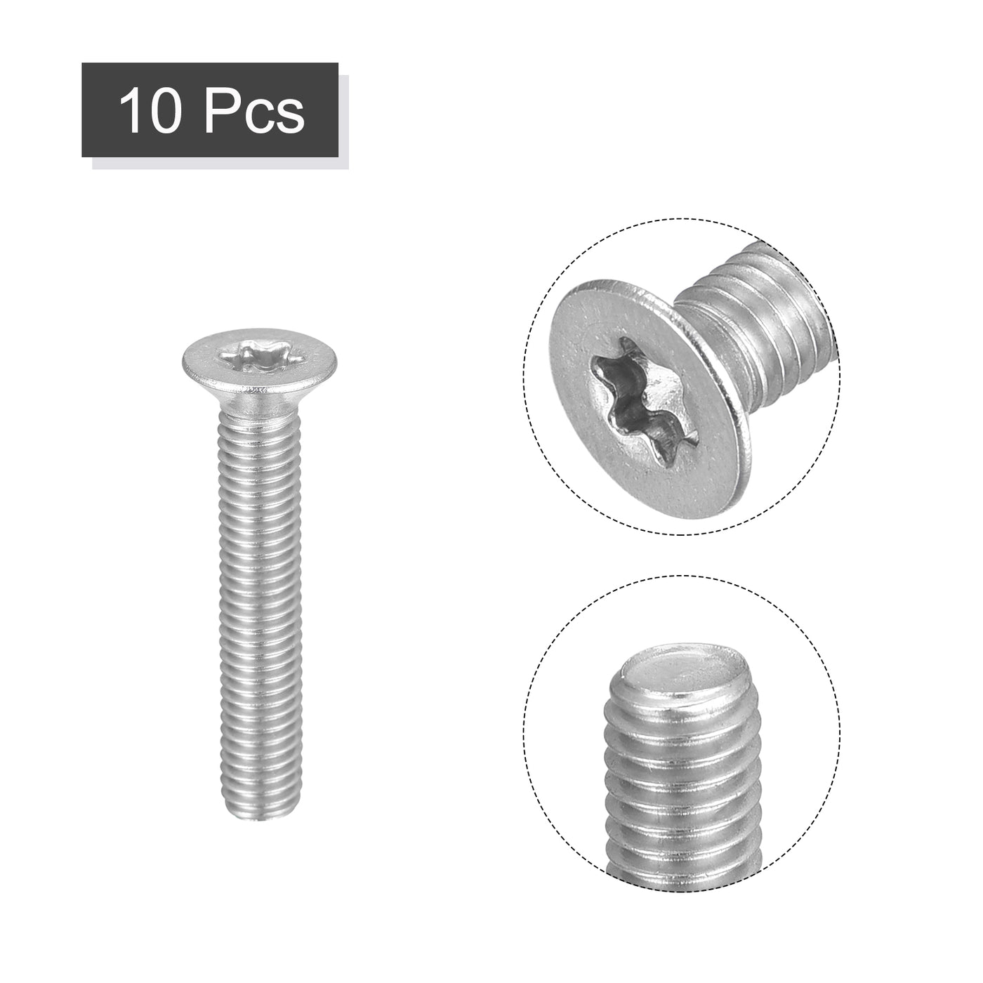 uxcell Uxcell M5x30mm Torx Security Screws, 10pcs 316 Stainless Steel Countersunk Head Screw