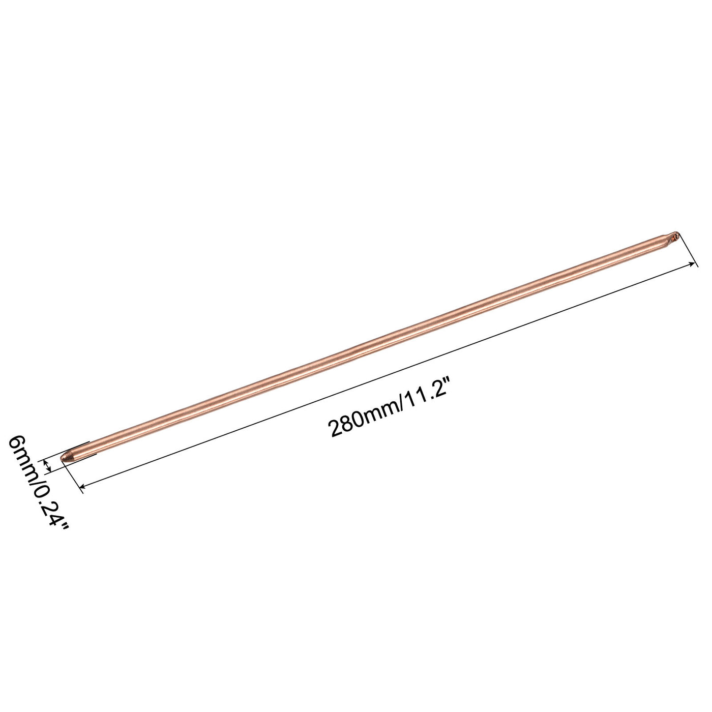 Harfington Round Copper Pipe Heatsink Tube 6mm Dia 280mm Long with Thermal Fluid Inside