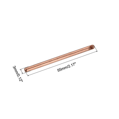 Harfington Round Copper Pipe Heatsink Tube 3mm Dia 55mm Long with Thermal Fluid Inside