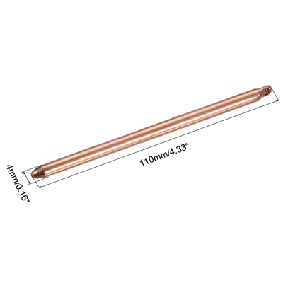 Harfington Round Copper Pipe Heatsink Tube 4mm Dia 110mm Long with Thermal Fluid Inside