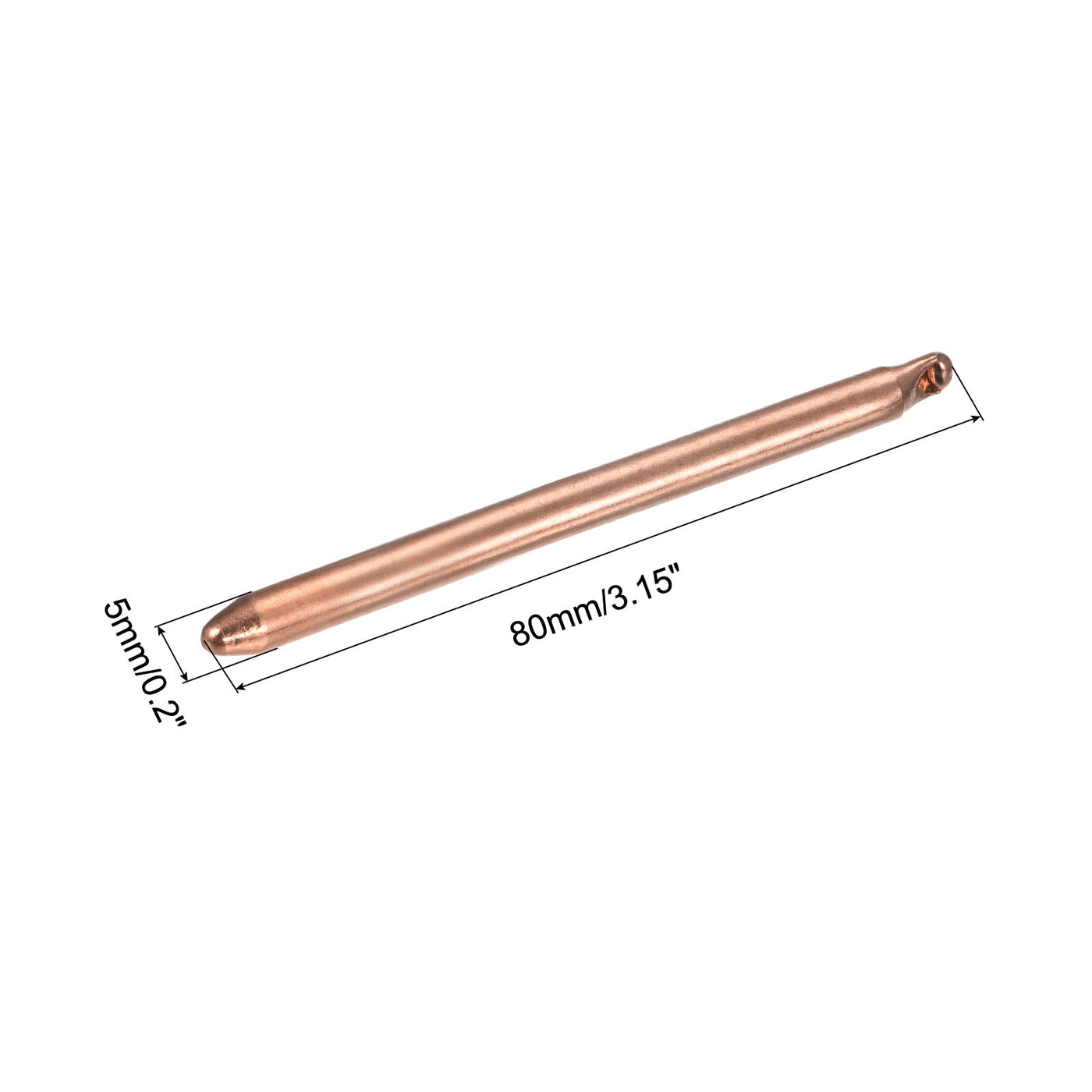 Harfington Round Copper Pipe Heatsink Tube 5mm Dia 80mm Long with Thermal Fluid Inside