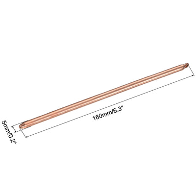 Harfington Round Copper Pipe Heatsink Tube 5mm Dia 160mm Long with Thermal Fluid Inside
