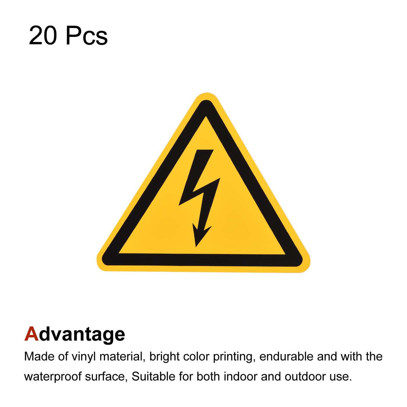 Harfington Triangle Electrical Shock Risk Warning Sign Self Adhesive 15mm/0.59inch 20Pcs