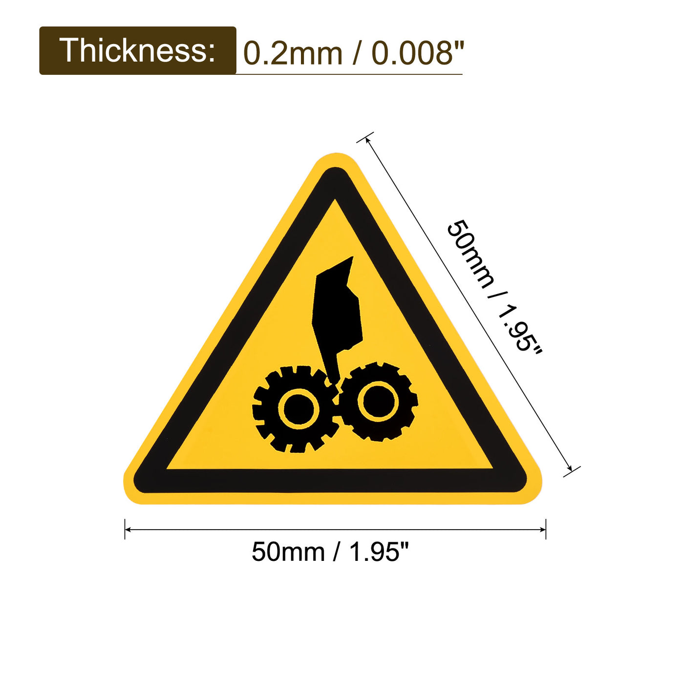 Harfington Triangle Beware of Machine Hurt Warning Sign Self Adhesive 50mm/1.95inch 2Pcs