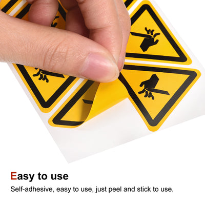Harfington Triangle Anti Cutting Hand Warning Sign Self Adhesive 40mm/1.56inch 10Pcs