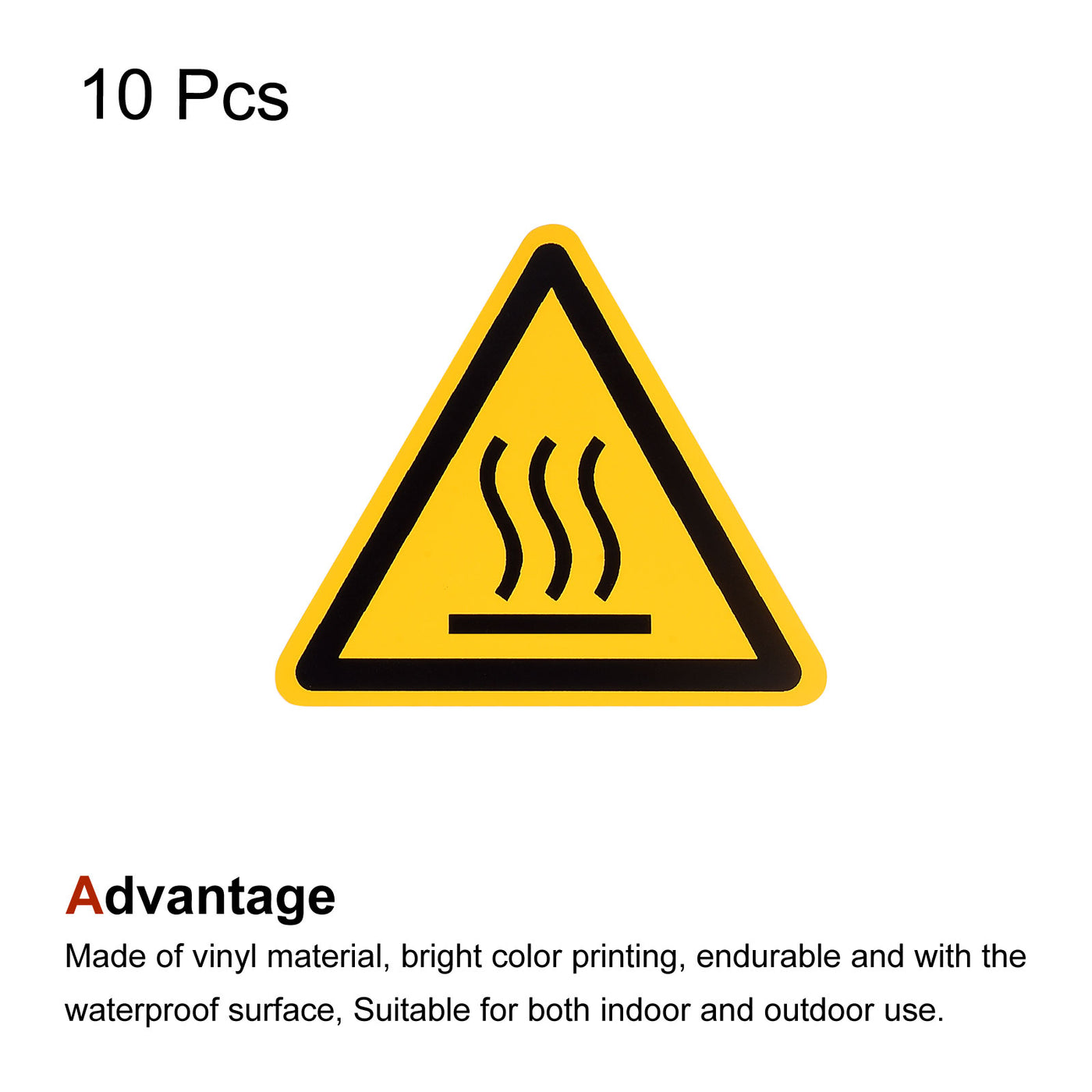 Harfington Triangle High Surface Temperature Warning Sign Self Adhesive W Symbol 20mm 10Pcs