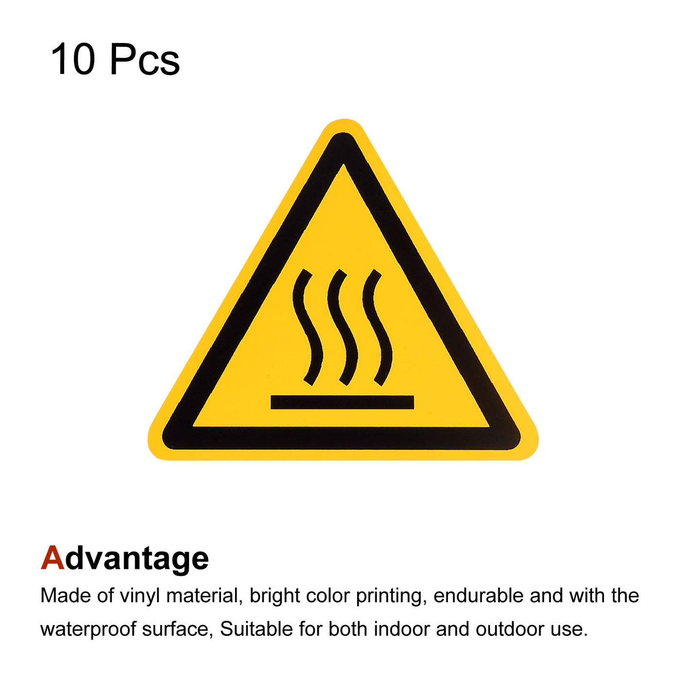Harfington Triangle High Surface Temperature Warning Sign Self Adhesive W Symbol 40mm 10Pcs