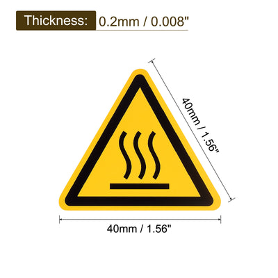 Harfington Triangle High Surface Temperature Warning Sign Self Adhesive W Symbol 40mm 20Pcs