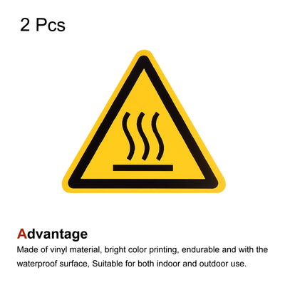 Harfington Triangle High Surface Temperature Warning Sign Self Adhesive W Symbol 50mm 2Pcs