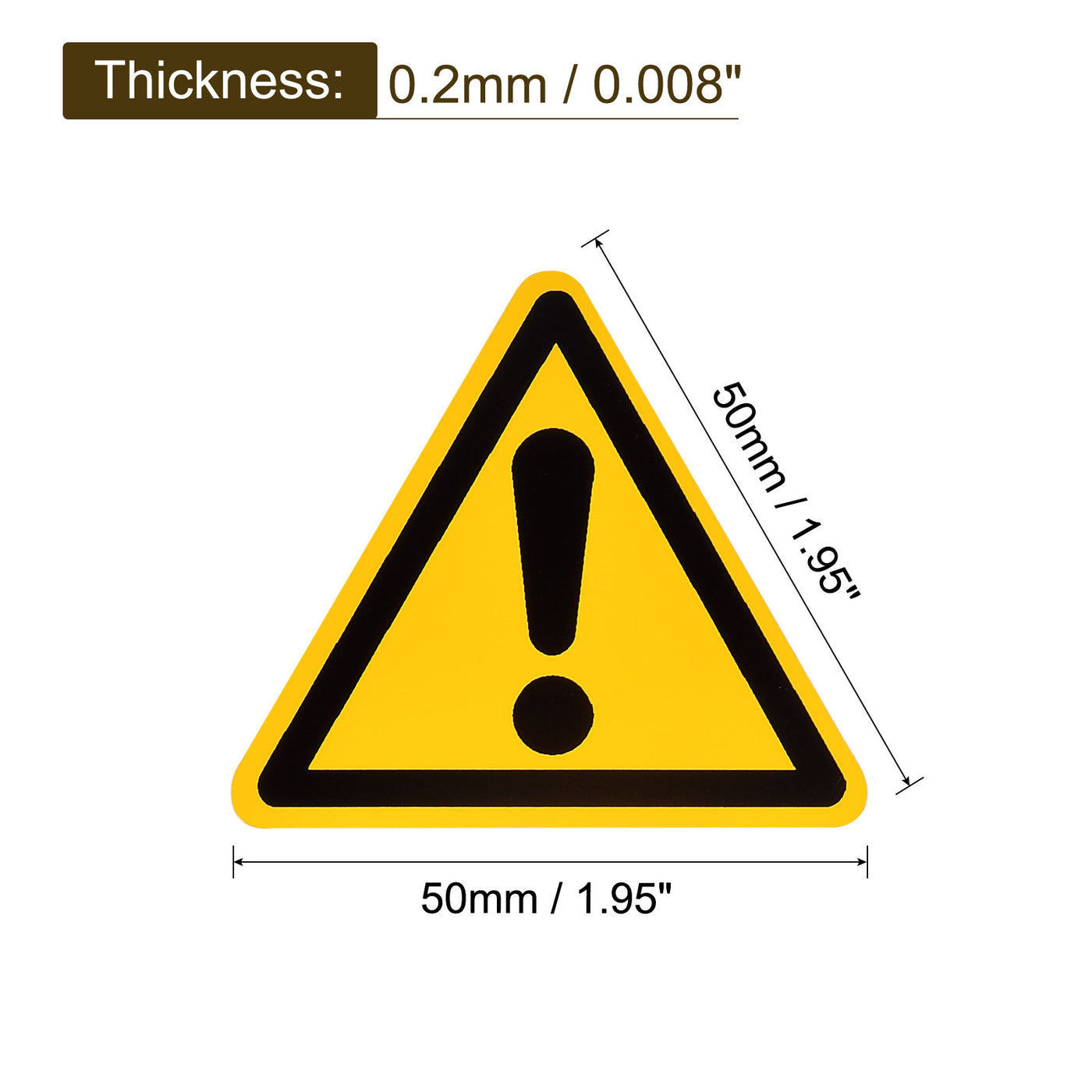Harfington Triangle Caution Warning Sign Self Adhesive 50mm/1.95inch 2Pcs
