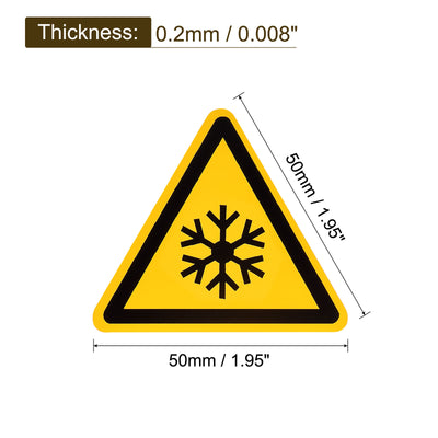 Harfington Triangle Beware of Low Temperature Warning Sign Self Adhesive 50mm/1.95inch 2Pcs