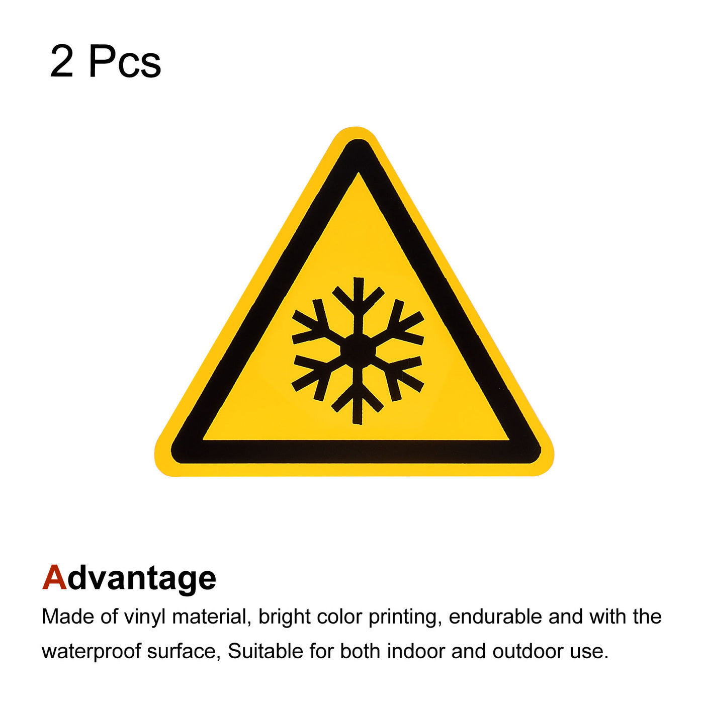 Harfington Triangle Beware of Low Temperature Warning Sign Self Adhesive 50mm/1.95inch 2Pcs