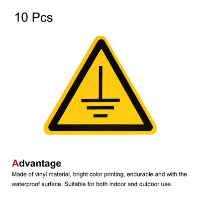 Harfington Triangle Pay Attention to Grounding Warning Sign Self Adhesive 40mm 10Pcs