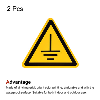 Harfington Triangle Pay Attention to Grounding Warning Sign Self Adhesive 50mm 2Pcs
