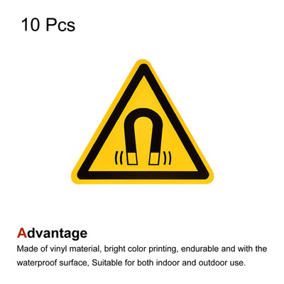 Harfington Triangle Beware of the Magnetic Field Warning Sign Self Adhesive 20mm 10Pcs