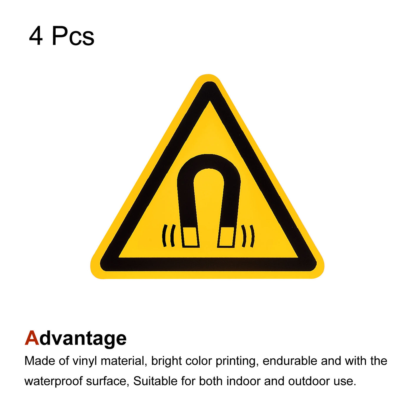 Harfington Triangle Beware of the Magnetic Field Warning Sign Self Adhesive 50mm 4Pcs