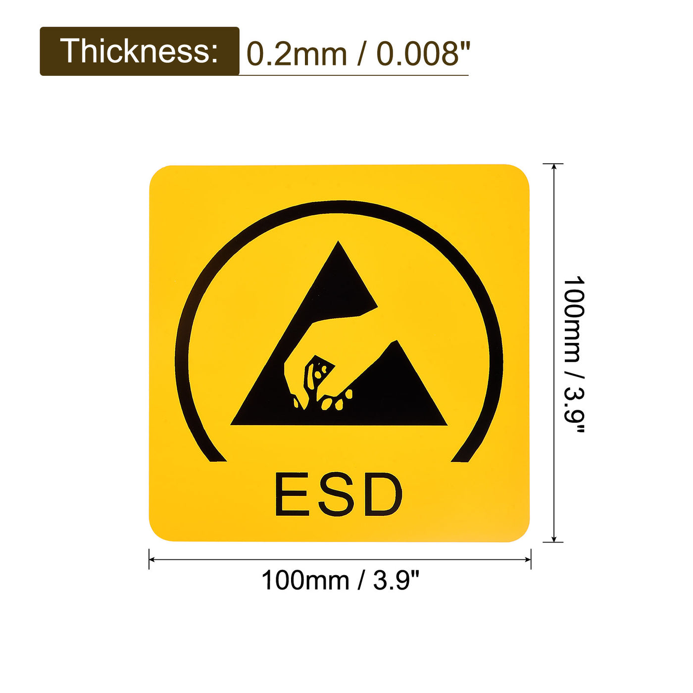 Harfington Square Electrostatic Protection Warning Sign Self Adhesive 100 x 100mm 5Pcs