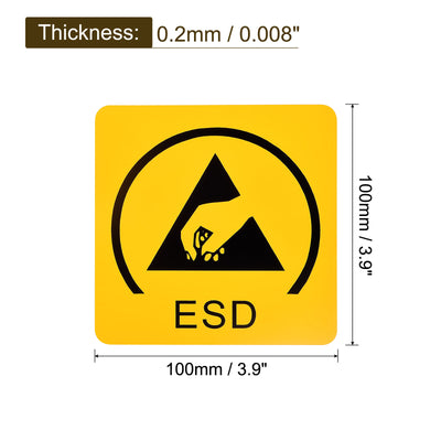 Harfington Square Electrostatic Protection Warning Sign Self Adhesive 100 x 100mm 5Pcs