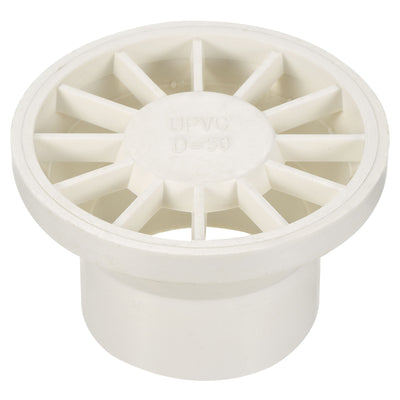 Harfington Duct Pipe Connector Flange 53mm OD, PVC Floor Drain Grate Cover Snap-In Strainer for Balcony Bathroom, White