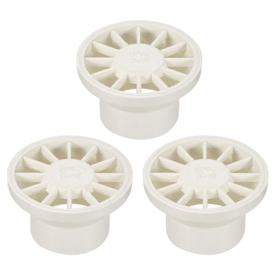 Harfington Duct Pipe Connector Flange 53mm OD, 3 Pack PVC Floor Drain Grate Cover Snap-In Strainer for Balcony Bathroom, White