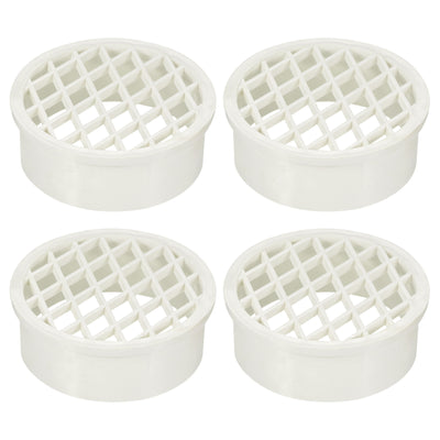 Harfington Duct Pipe Connector Flange 70mm OD, 4 Pack PVC Straight Insert Floor Grid Cover Strainer for Kitchen Bathroom, White